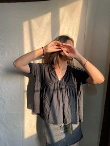 Black V-Neck Babydoll Top