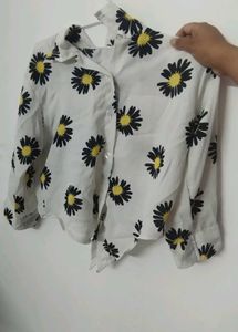 White flower printed shirt
