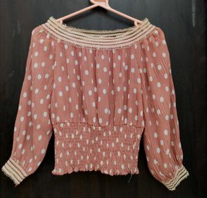 Polka Dot Off-Shoulder Blouse