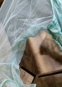 Beautiful Mint Green Embroidered Gown with Dupatta