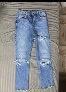 Ripped Straight Leg Jeans