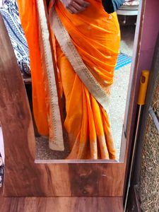 partywear soft orange saree