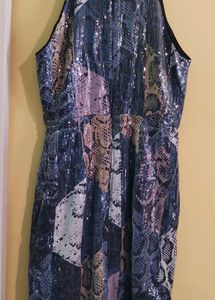 Grey One Piece Sequin Party Dress