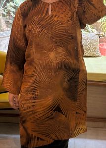 Brown Patterned Kurta