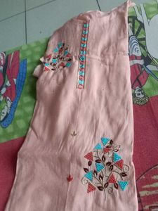 Peach Embroidered Kurta Set
