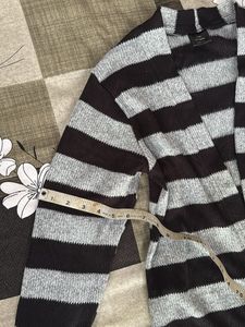 Striped Open Front Cardigan