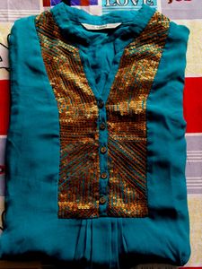 Teal Embellished Top