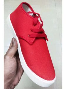 Unisex Casual Red Synthetic Canvas Shoes