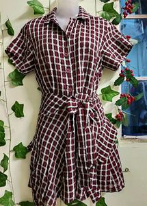Checked Korean Shirt Dress