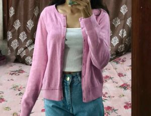 Pink Knit Cardigan with free hair clip 🌛
