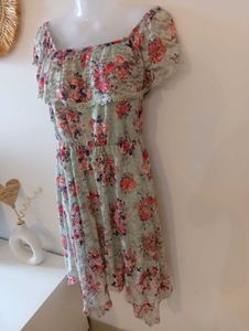 Green Lace Floral Off Shoulder Dress From London