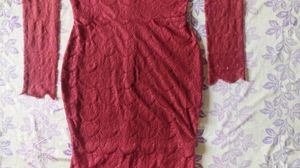 FabAlley Rust  Bodycon Lace Maxi Dress