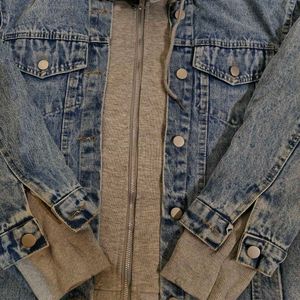 Denim Jacket With Hoodie
