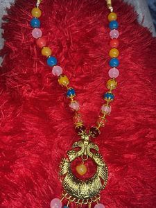 Boho Beaded Peacock Pendant Necklace