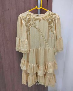 Golden Ruffle Tiered Dress