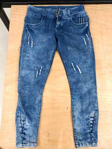 Stylish Blue Distressed Jeans