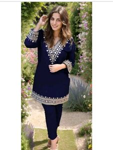 Elegant Blue Embroidered Kurta Set