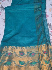 Teal & Gold Sari