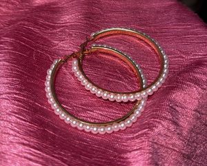 Pearl Embellished Hoop Earrings