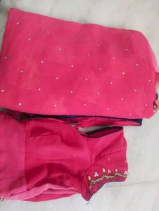 Elegant Pink Embroidered Saree