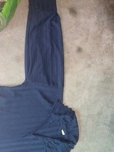 Navy Blue Pleated Two-Piece Set
