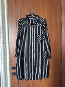 Black Stripes Shirt Dress