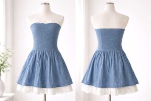 Blue Strapless Mini Dress