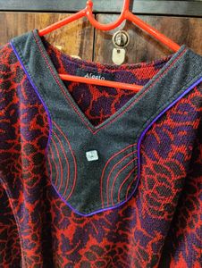 Floral Kurta with Red Leggings