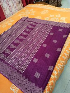 Pure Silk Look Alike Discharge Print Saree With Bp