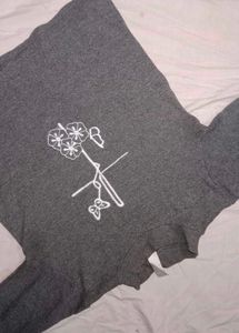 Gray Embroidered Sweatshirt