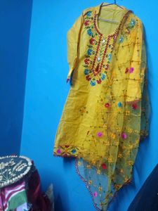 Haldi Embroidery Suit Set