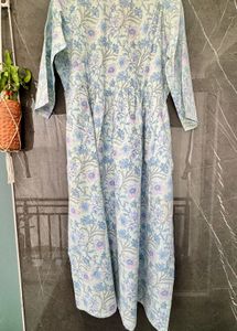 Floral Print Anarkali Kurta with KotaDoria Dupatta
