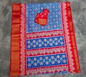 Blue & Red Patola Saree