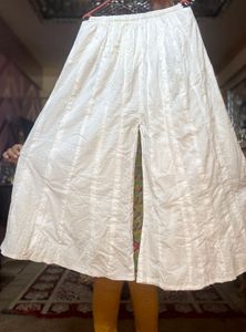 Shiffli Work White Embroidered Kalidar WidePalazzo