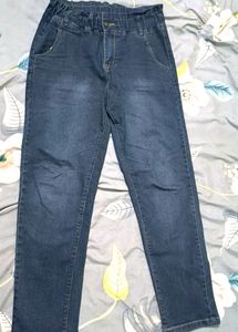 Charcoal Colour Jeans With Elastic Front Look