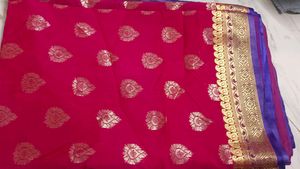 Pink Sari with Paisley Style Accents