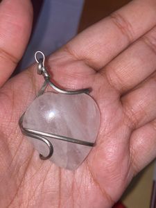 Real Rose Quarts Crystal Pendant With Pearls