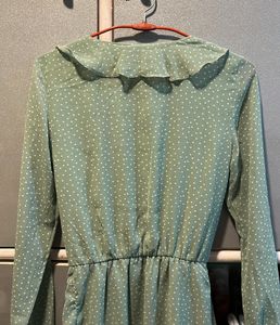 H&amp;M Green Polka Dot Dress 😁