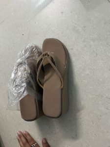 Elegant Beige Platform Thong Sandals