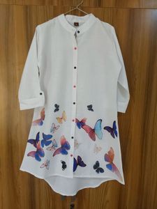 WHITE BUTTERFLY PRINTED KURTI 🦋