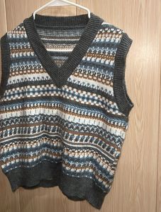 Patterned Knit Sweater Vest