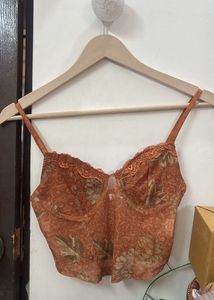 Lulu And Sky Floral Lace Trim Bustier Top