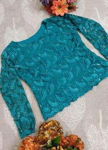 Beautiful Lace Top With Net Sleeves + Lining