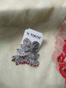 OXIDISED PEACOCK LAYERED EARRINGS