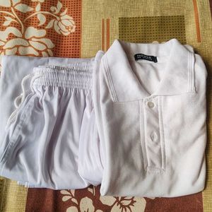 White Sports T shirt and Track pant set