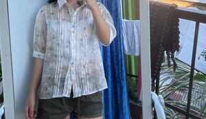 Floral Print Sheer Top