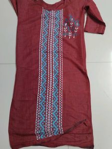 Maroon Embroidered Kurta