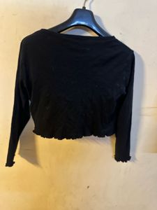 Black Button-Down Crop Top