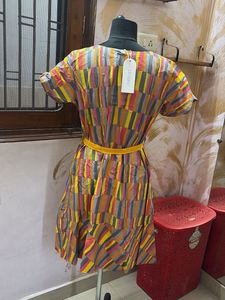 Colorful Striped Tie-Waist Dress