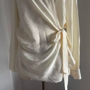 Y2k Primark Cream Ladies Smart Tie Up Blouse
